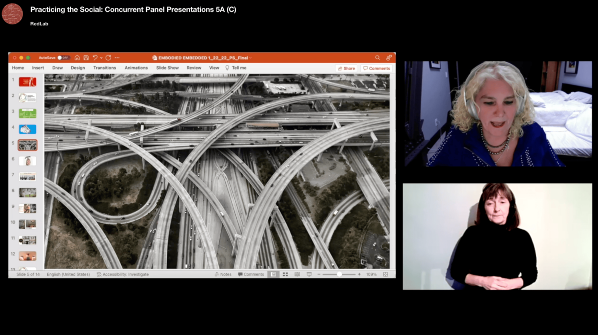 Screenshot of the presentation "Intersectionality through the Embodied and Embedded" by Carla Rice, Susan Dion, Nadine Changfoot, and Eliza Chandler.