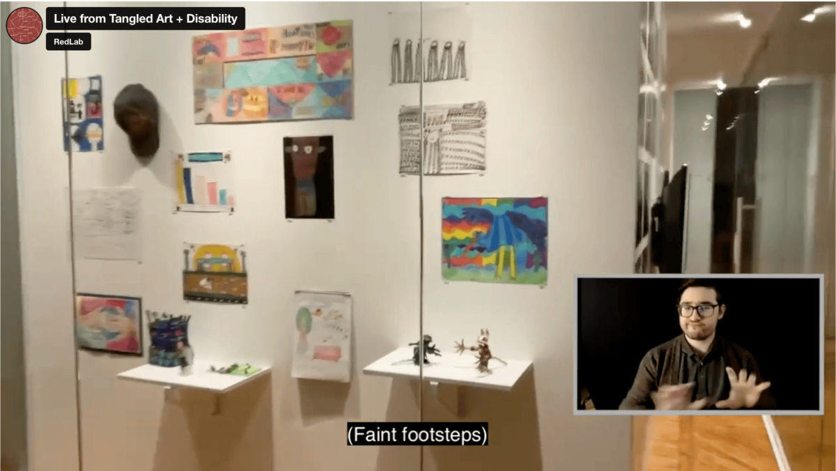Screenshot of the video "Live from Tangled Art + Disability" by Sean Lee.